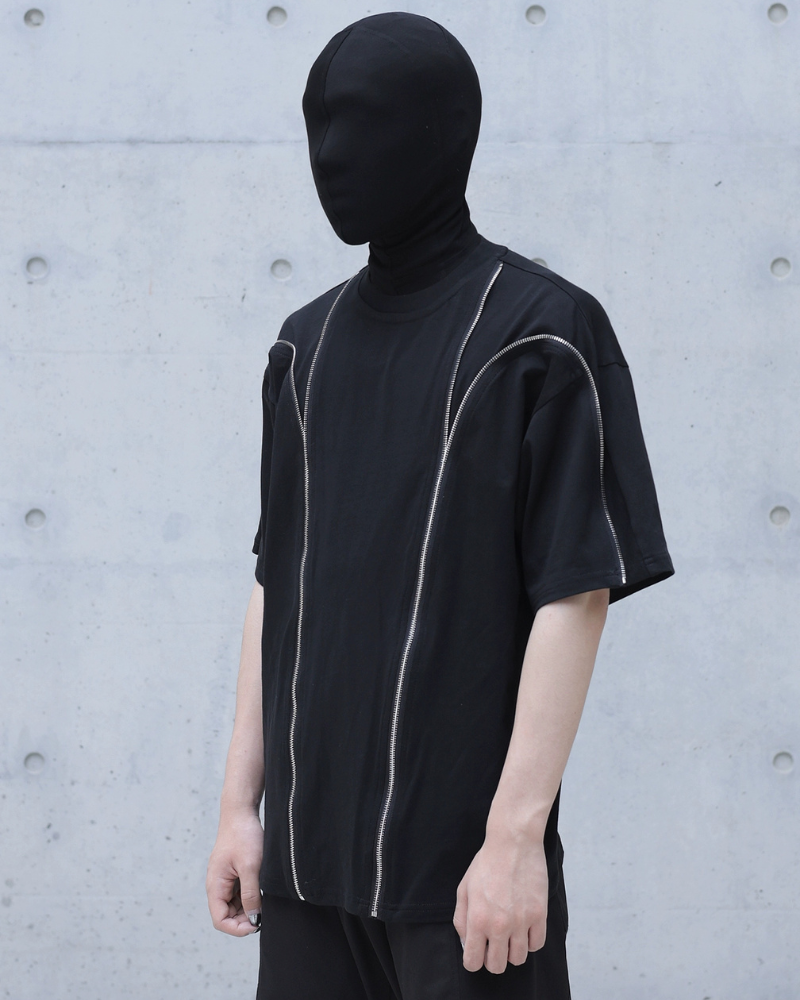Opium Style Streetwear Deconstructed Zipper-Panel T-Shirt