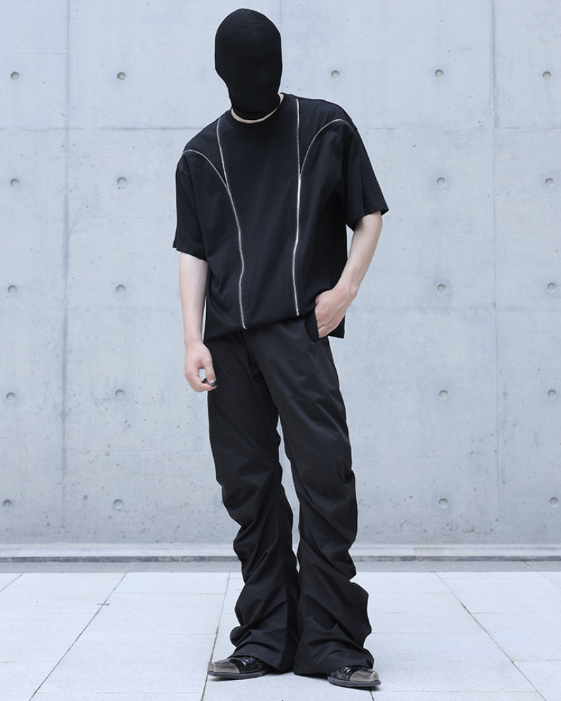 Opium Style Streetwear Deconstructed Zipper-Panel T-Shirt