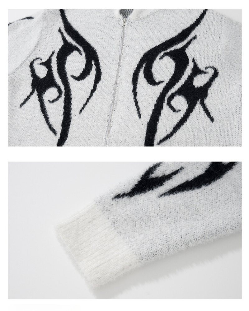 Streetwear Black Cardigan Sweater Hoodie