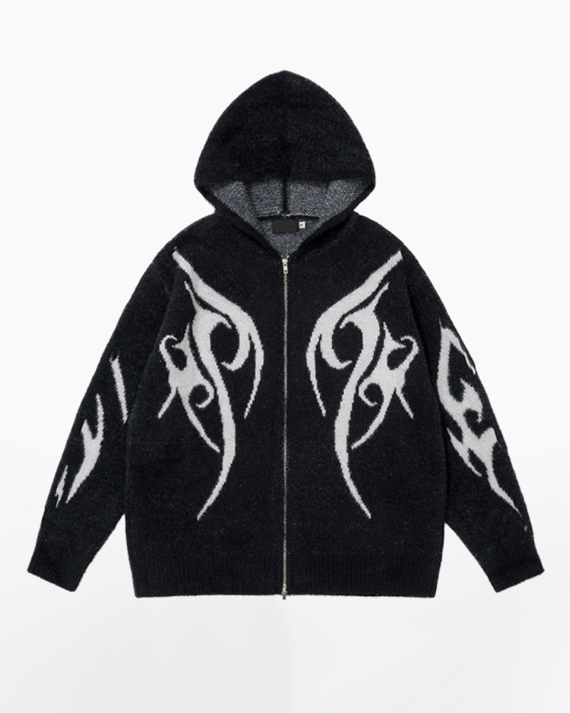 zip up sweater,sweater jacket,black sweater,black cardigan sweater,cardigan sweater,crew neck sweater,pullover sweater,mens,mens knit sweater,techwear sweater,techwear,tech wear,affordable techwear,techwear fashion,futuristic clothing,cyberpunk clothes,cyber fashion,cyberpunk aesthetic,cyberpunk