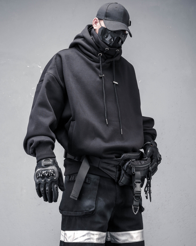 Streetwear High-Neck Fleece Hoodie