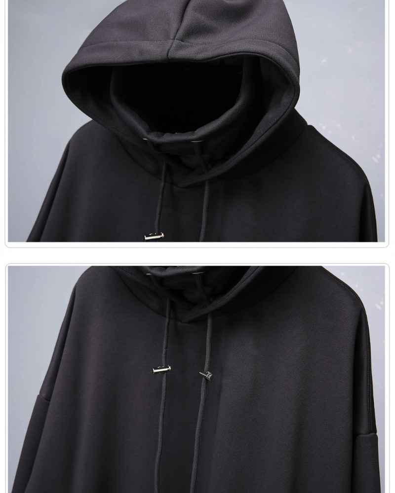 Streetwear High-Neck Fleece Hoodie