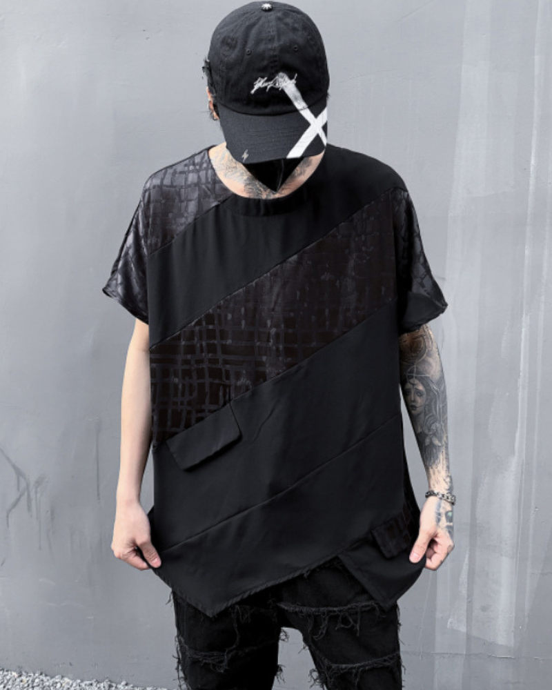 Streetwear Irregular Hem Patchwork T-Shirt