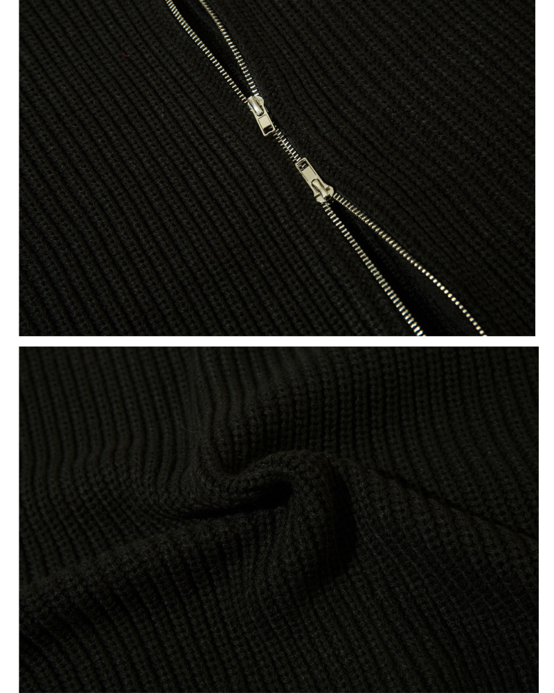 Streetwear Knitted Zip Up Turtleneck Sweater
