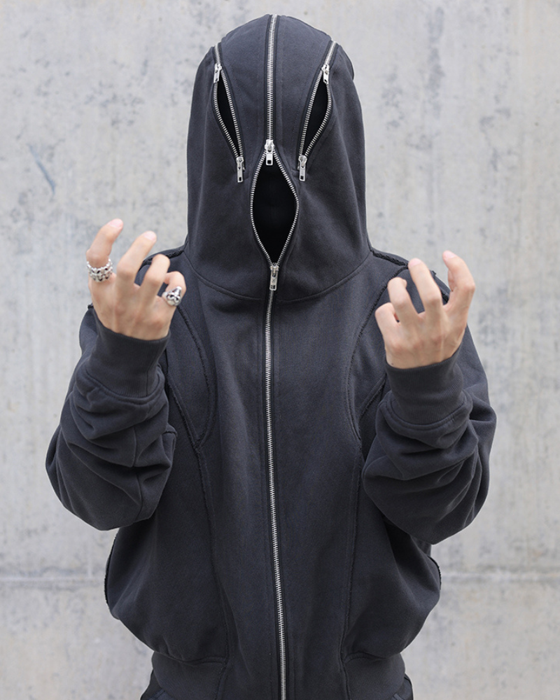 Street Full Zip Mask Y2K Hoodie Jacket
