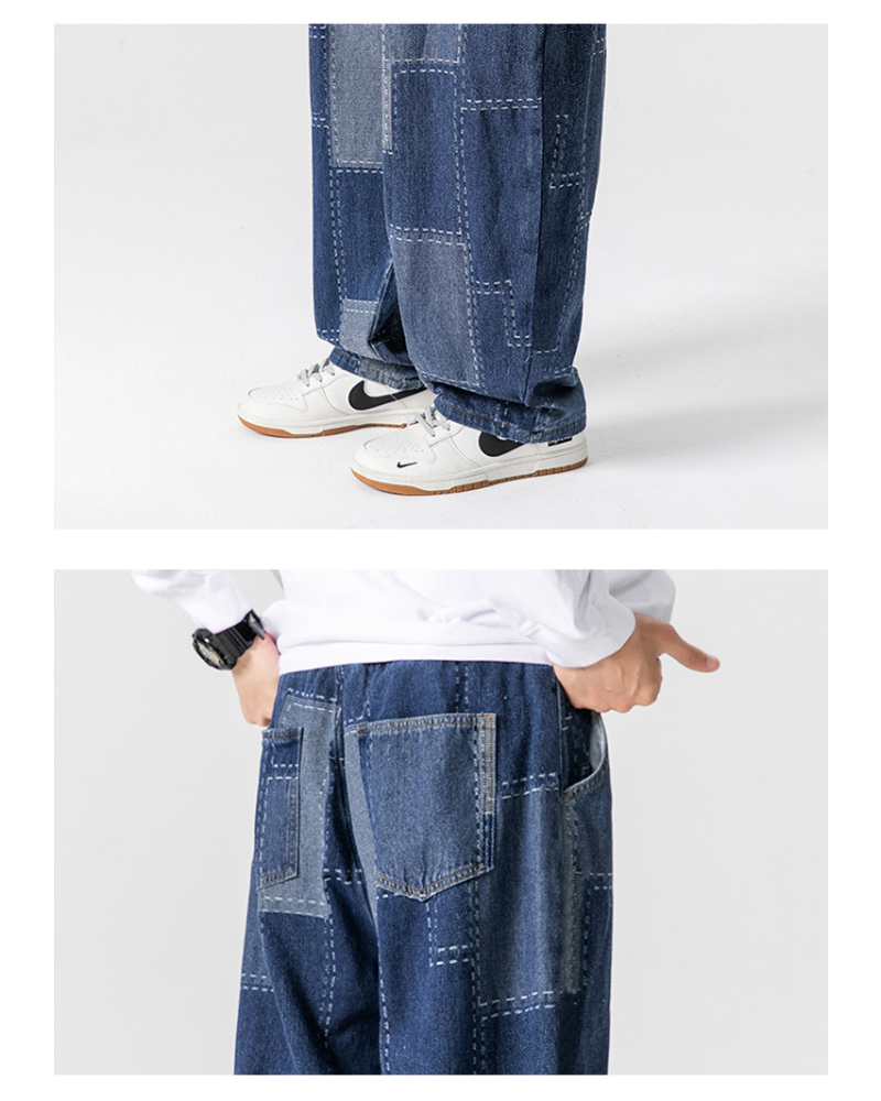 Streetwear Plaid Loose Hakama Pants