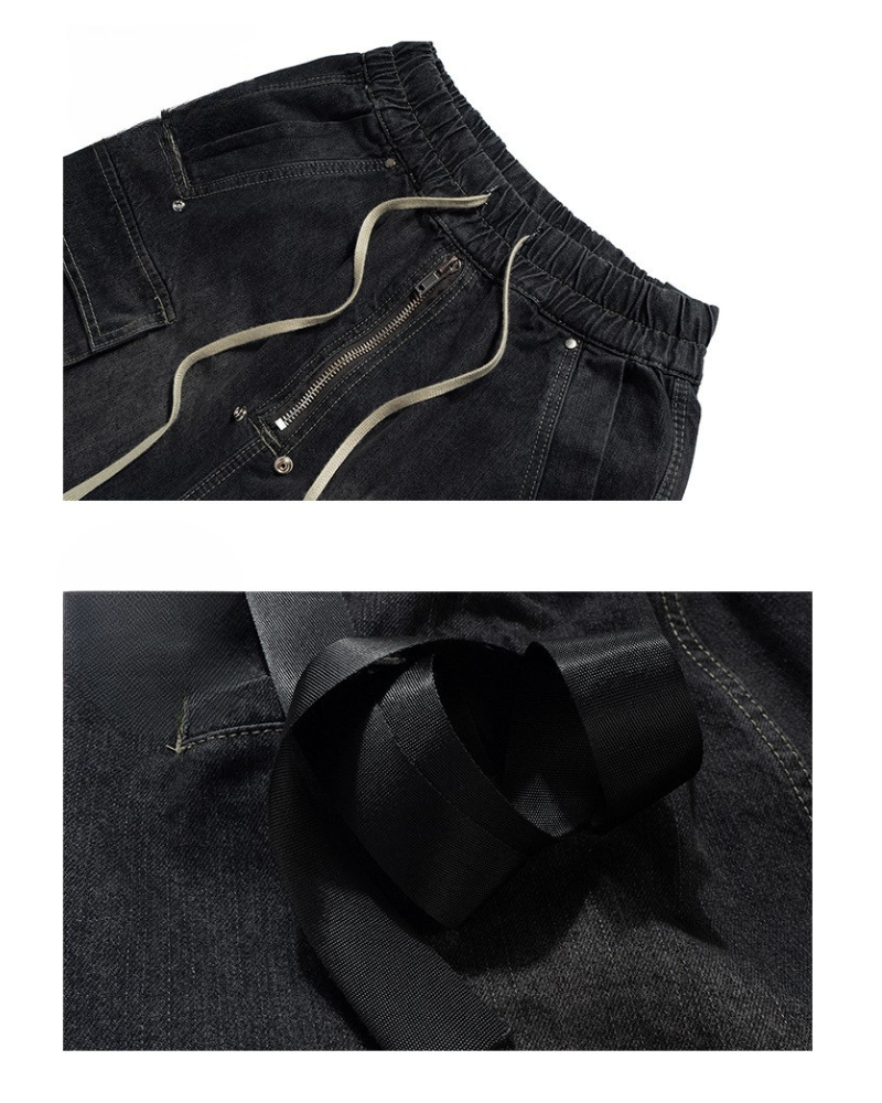 Streetwear Washed Raw Edge Cargo Baggy Jorts