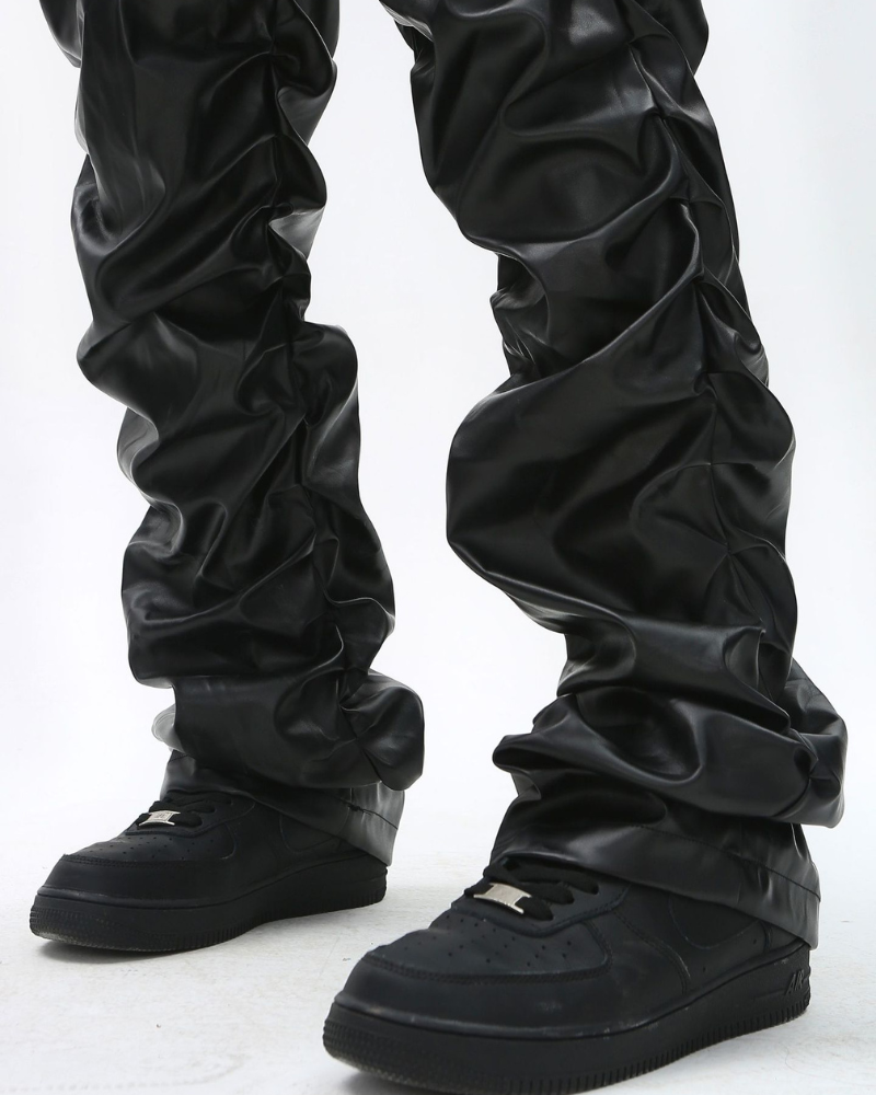 Opium Style Streetwear Y2K Aesthetic Pleated PU Pants