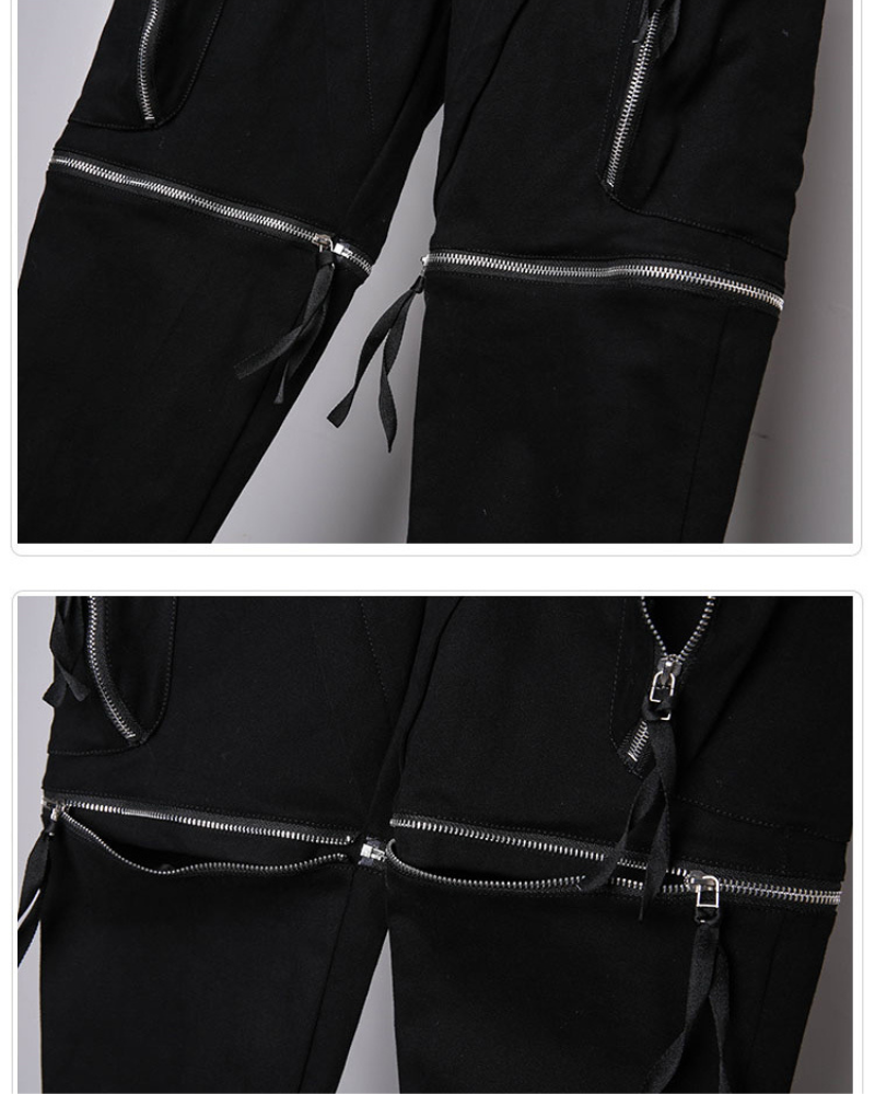 Streetwear Zipper Knee Cutout Cargo Pants