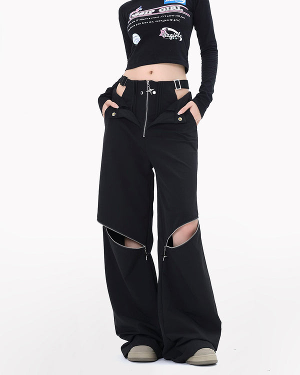 Streetwear Dual-wearable Zippered Cargo Pants