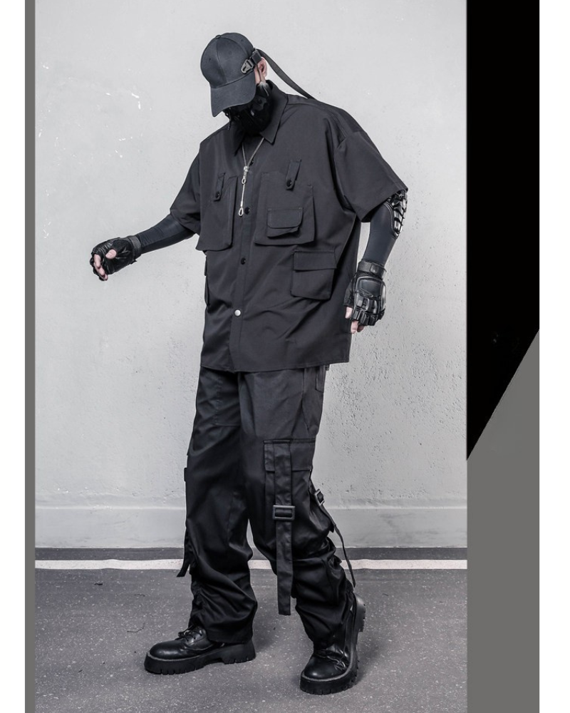 Streetwear Functional Wide-Leg Cargo Pants