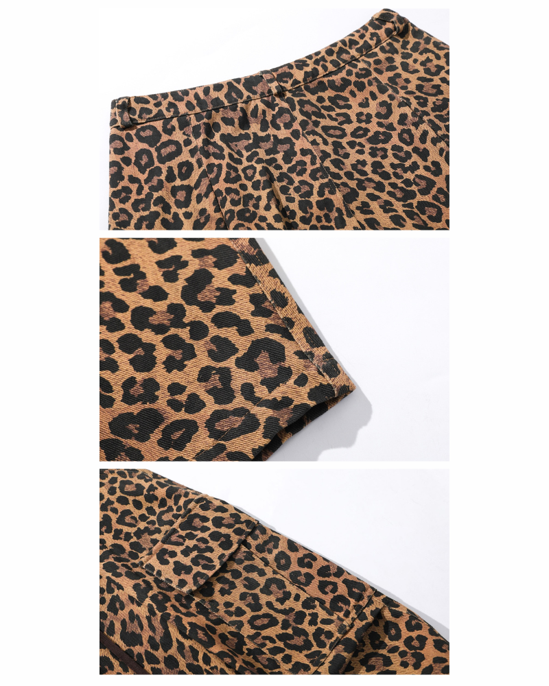 Streetwear Unisex Loose-Fit Cargo Leopard Jeans