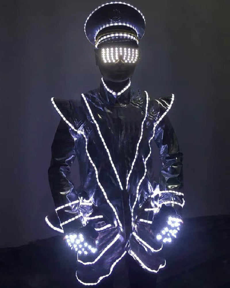 Rave Clothing Led Dj Performance Light-up Costume(Hat And Clothing)