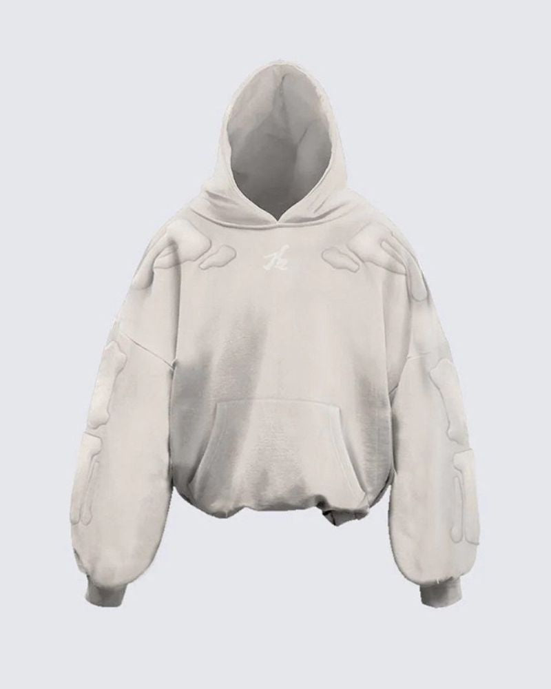 Street 3D Bone Print Thick Hoodie