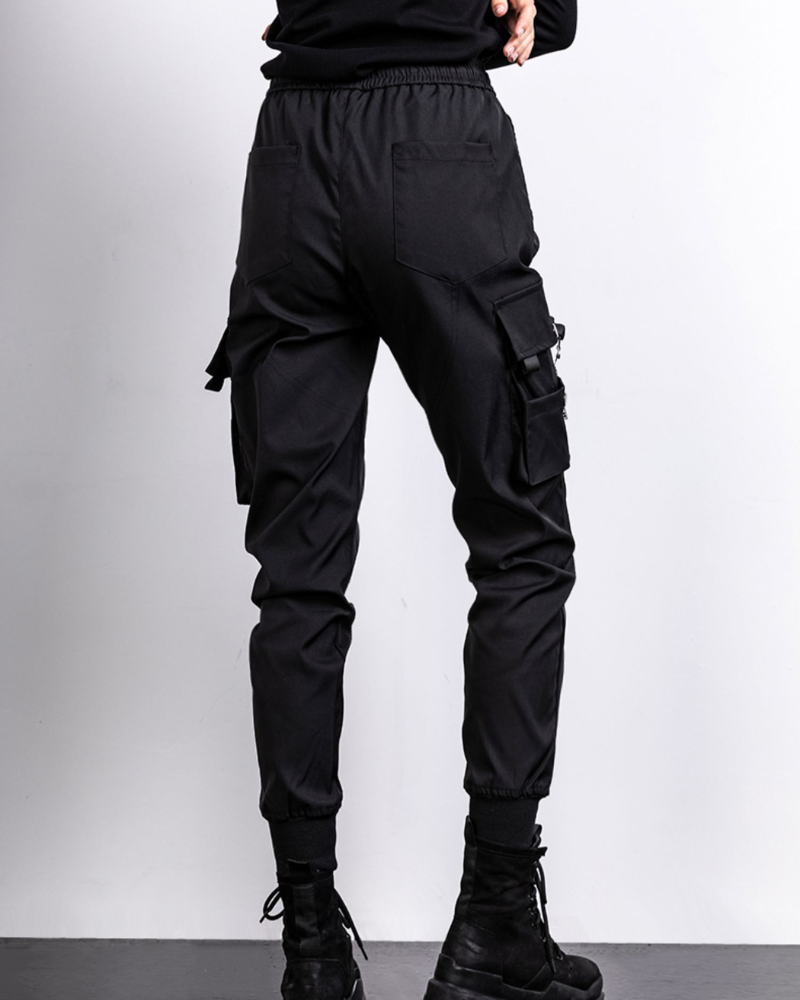 Techwear Black Slim Women Cargo Pants