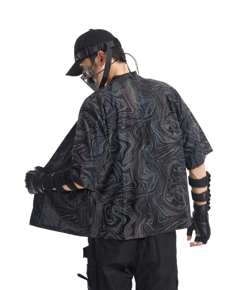 Techwear Colorful Reflective Cardigan Kimono Jacket