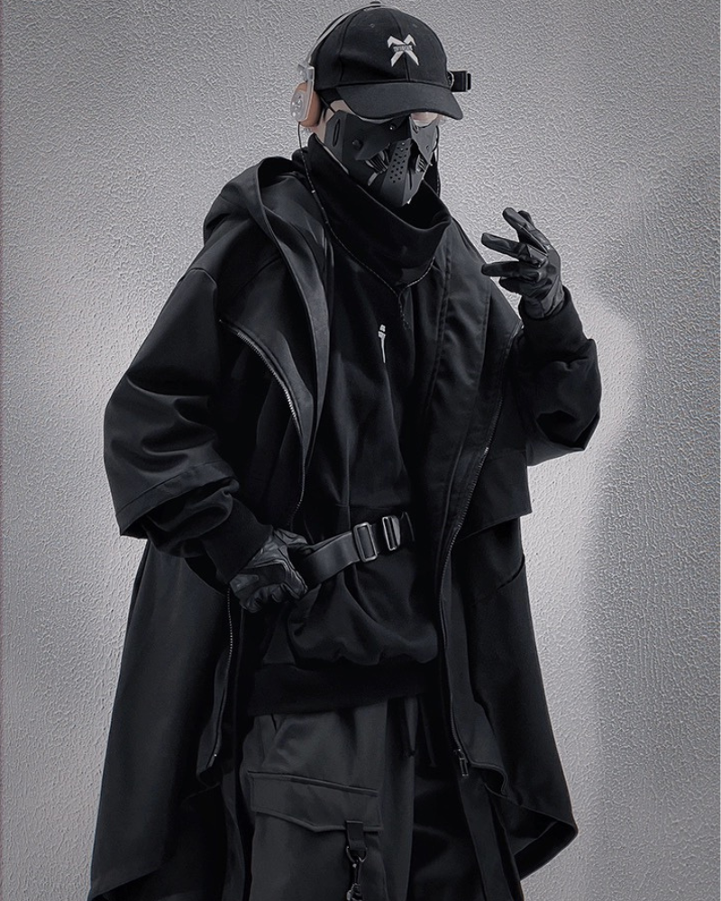 Techwear Fake Two-piece Mid-sleeve Unisex Coat