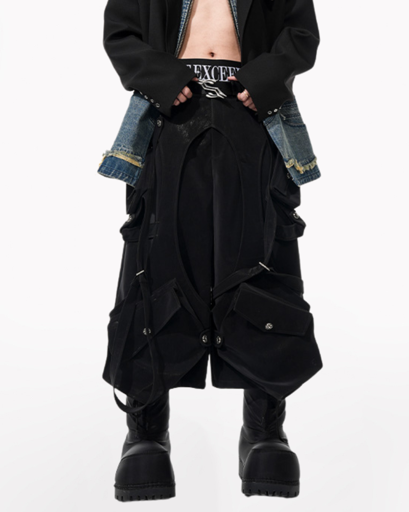 Techwear Heavy Deconstructed Y2K Cropped Pants