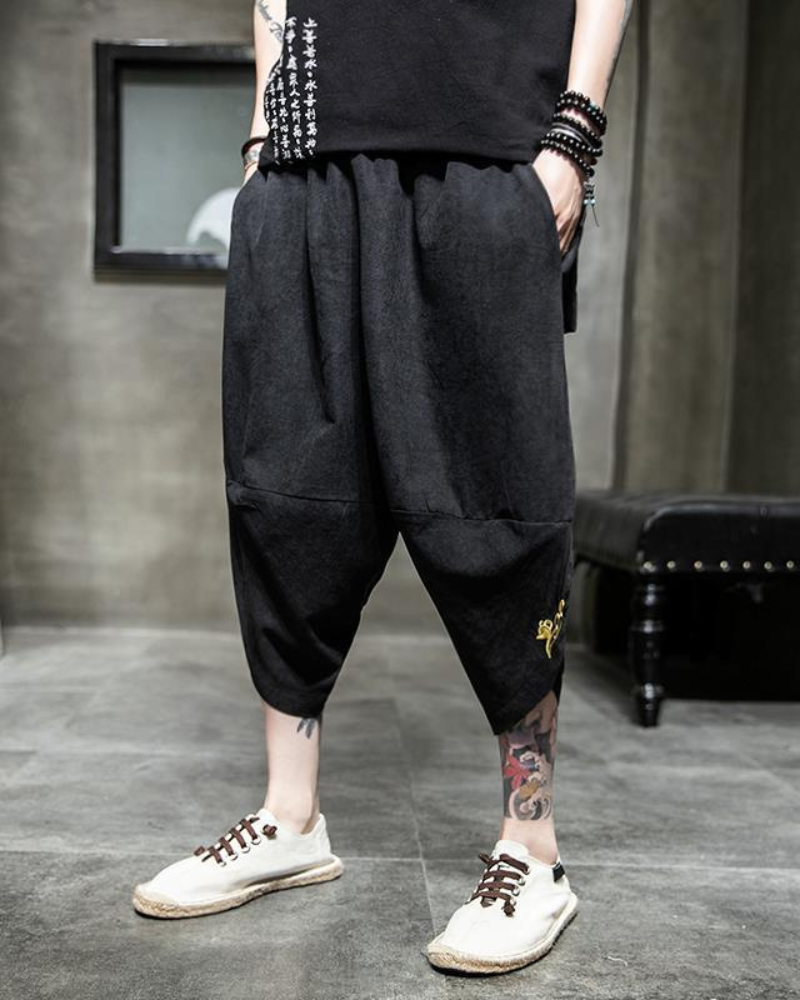Techwear Japanese Crop Hakama Pants