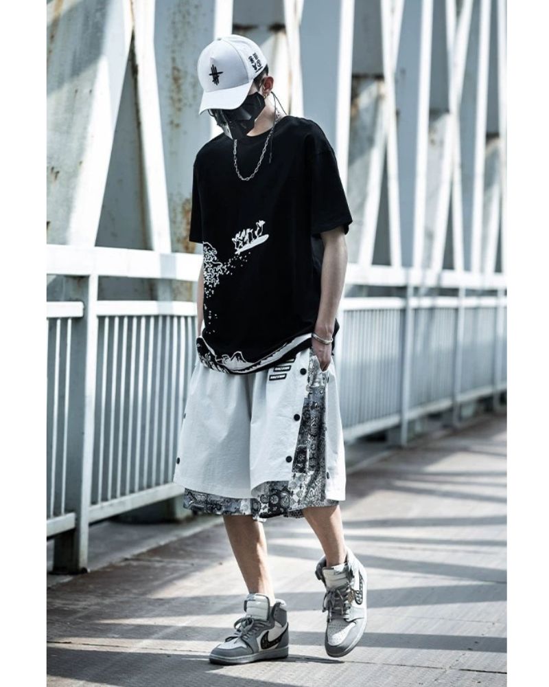 Techwear Patchwork Men Cargo Shorts