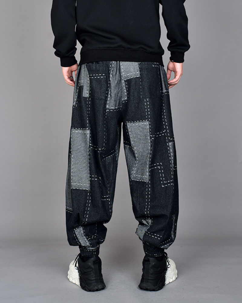 Techwear Plaid Harem Hakama Pants
