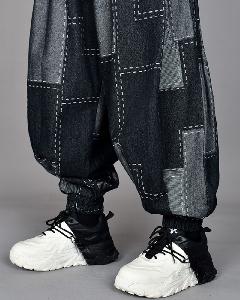 Techwear Plaid Harem Hakama Pants