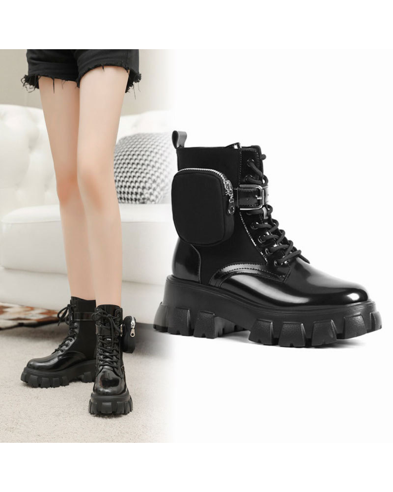 Techwear Side Pockets Leather Boots