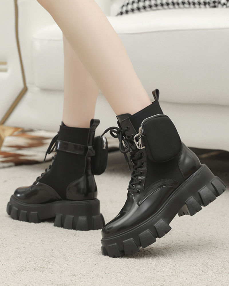 Techwear Side Pockets Leather Boots