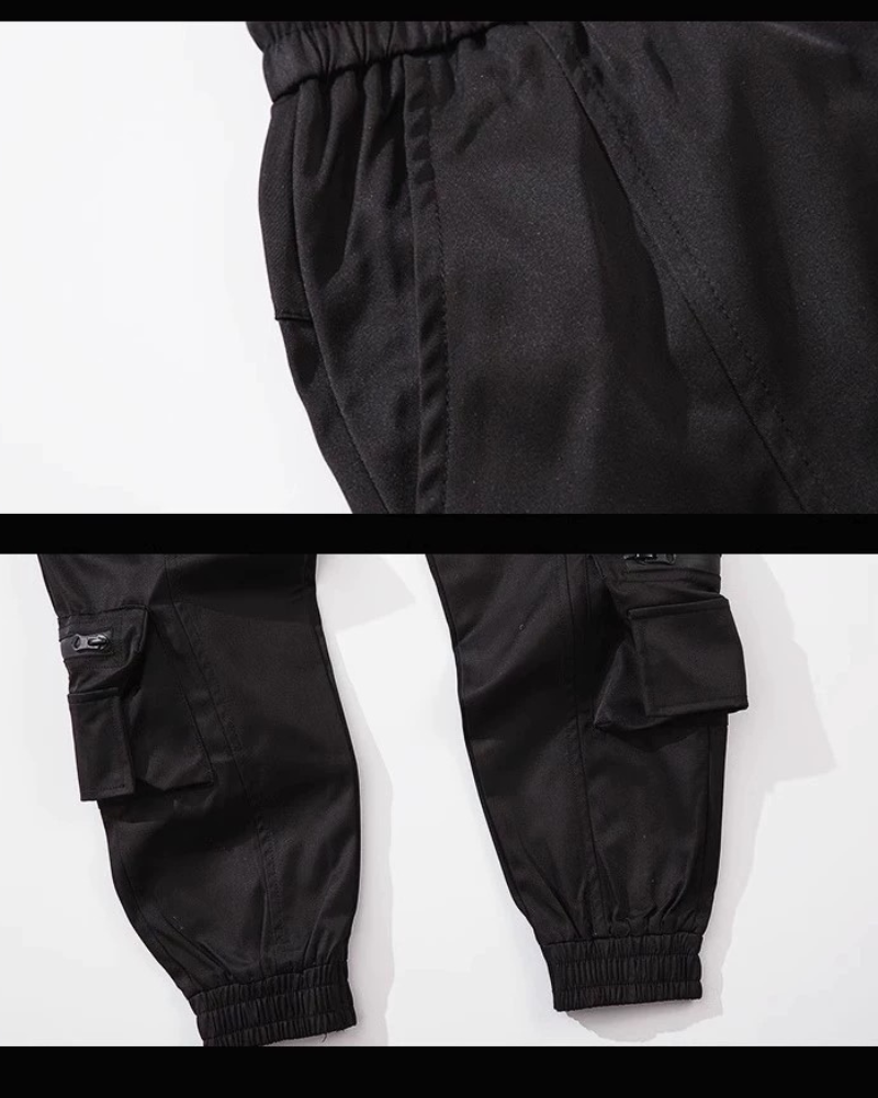 Techwear Slim Black Cargo Pants