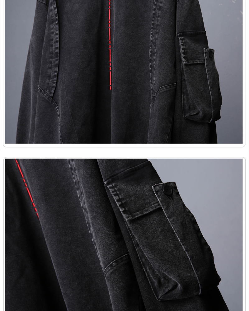 Techwear Street Men’s Washed Cross Hoodie