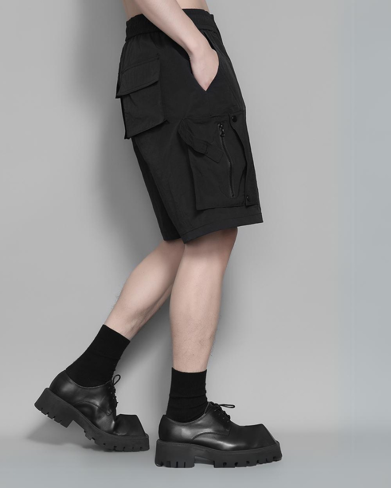 Techwear Woven Patchwork Cargo Shorts