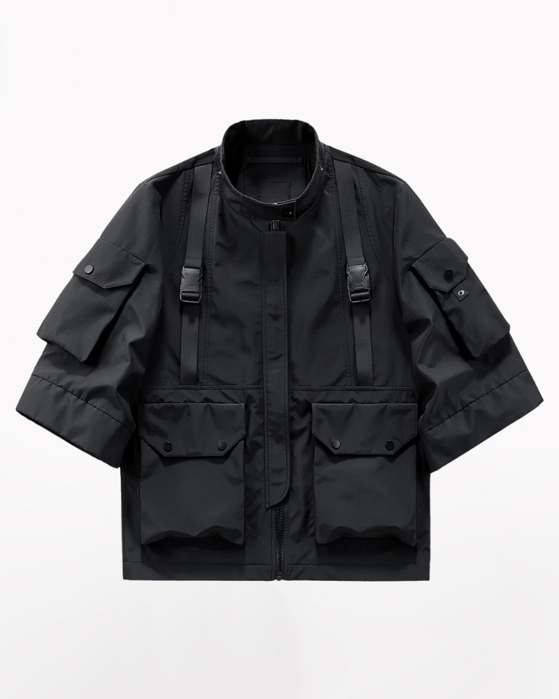 Techwear Futuristic Short Sleeve Hooded Jacket