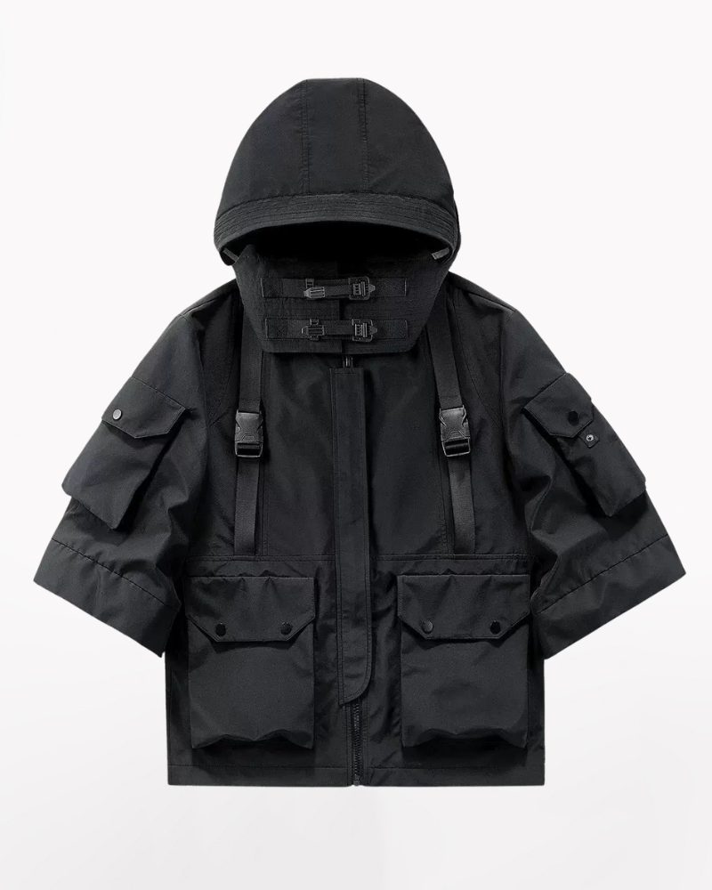 Techwear Futuristic Short Sleeve Hooded Jacket