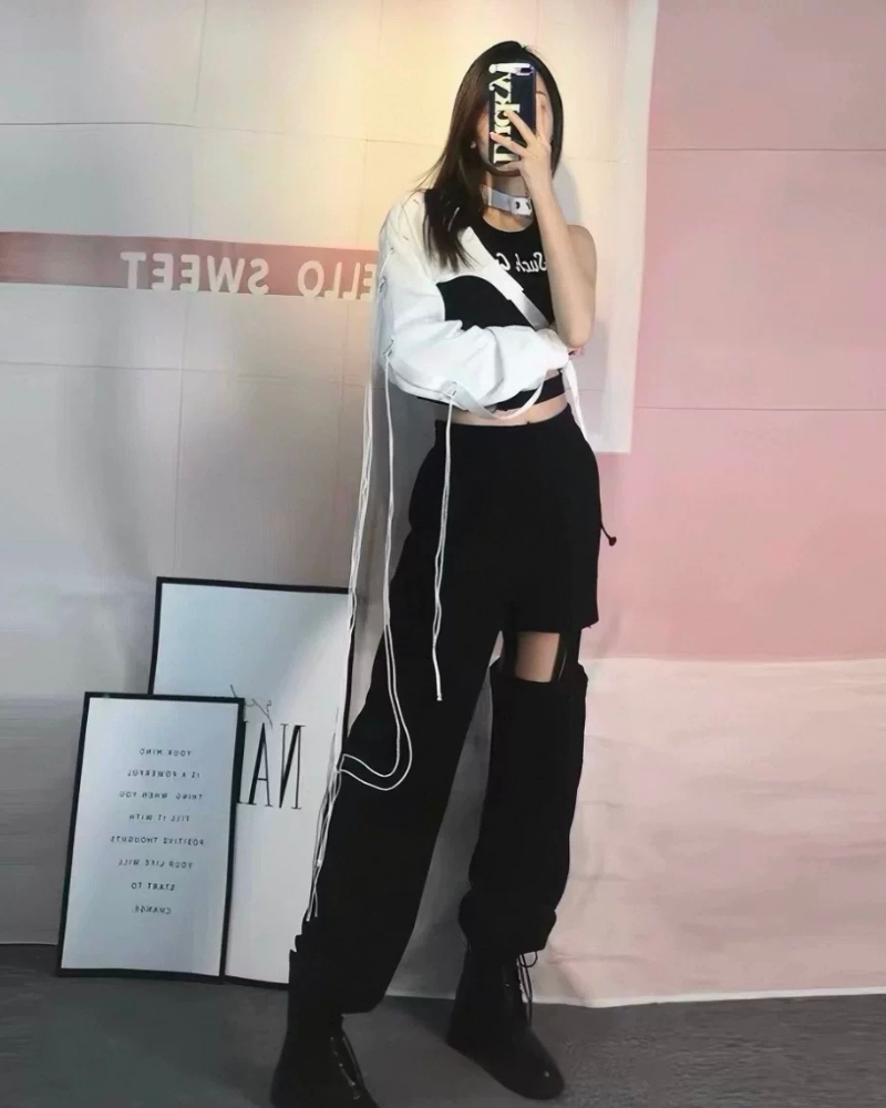 Techwear One Shoulder Sleeve Buckle Top