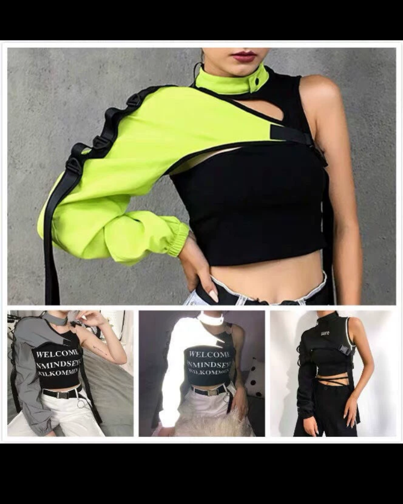Techwear One Shoulder Sleeve Buckle Top