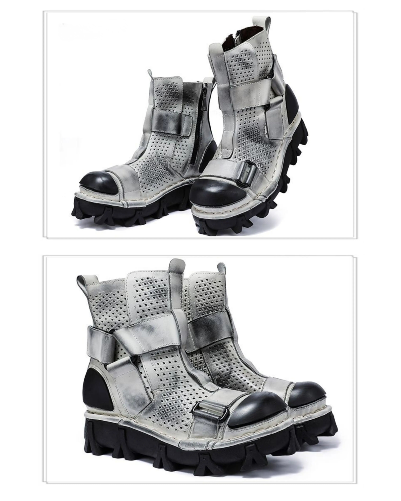Techwear Punk Style Unisex Motorcycle Platform Boots(Custom/Final Sale)
