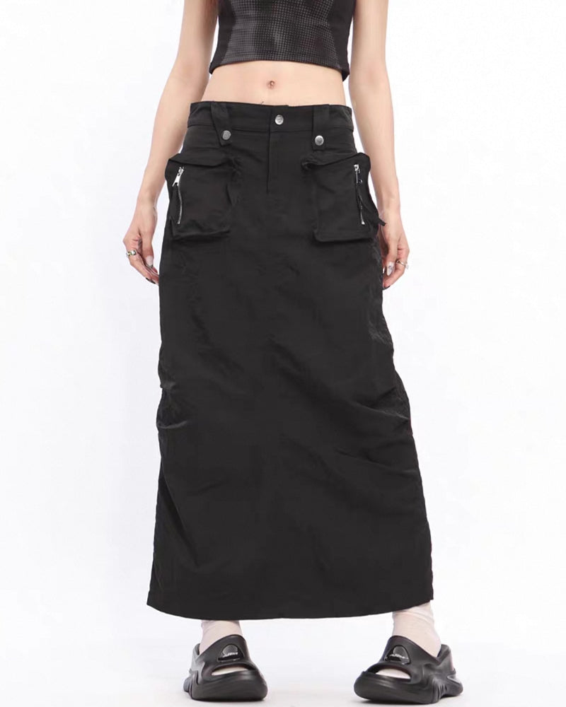 Vintage A-line Back Split Cargo Skirt