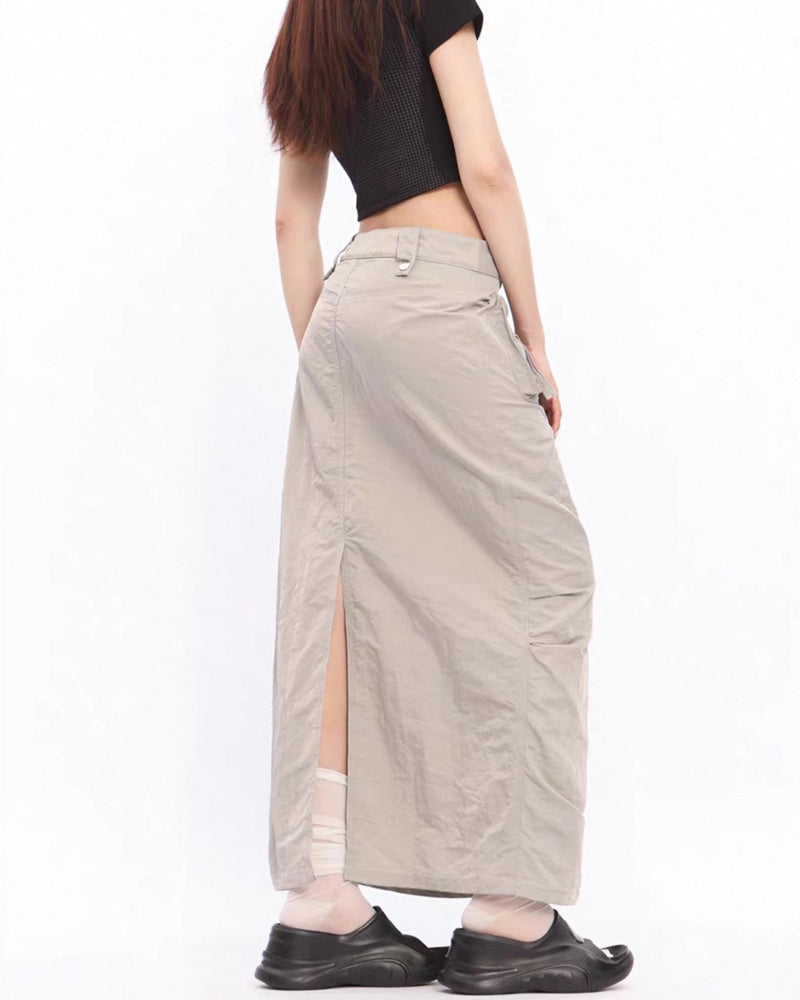 Vintage A-line Back Split Cargo Skirt