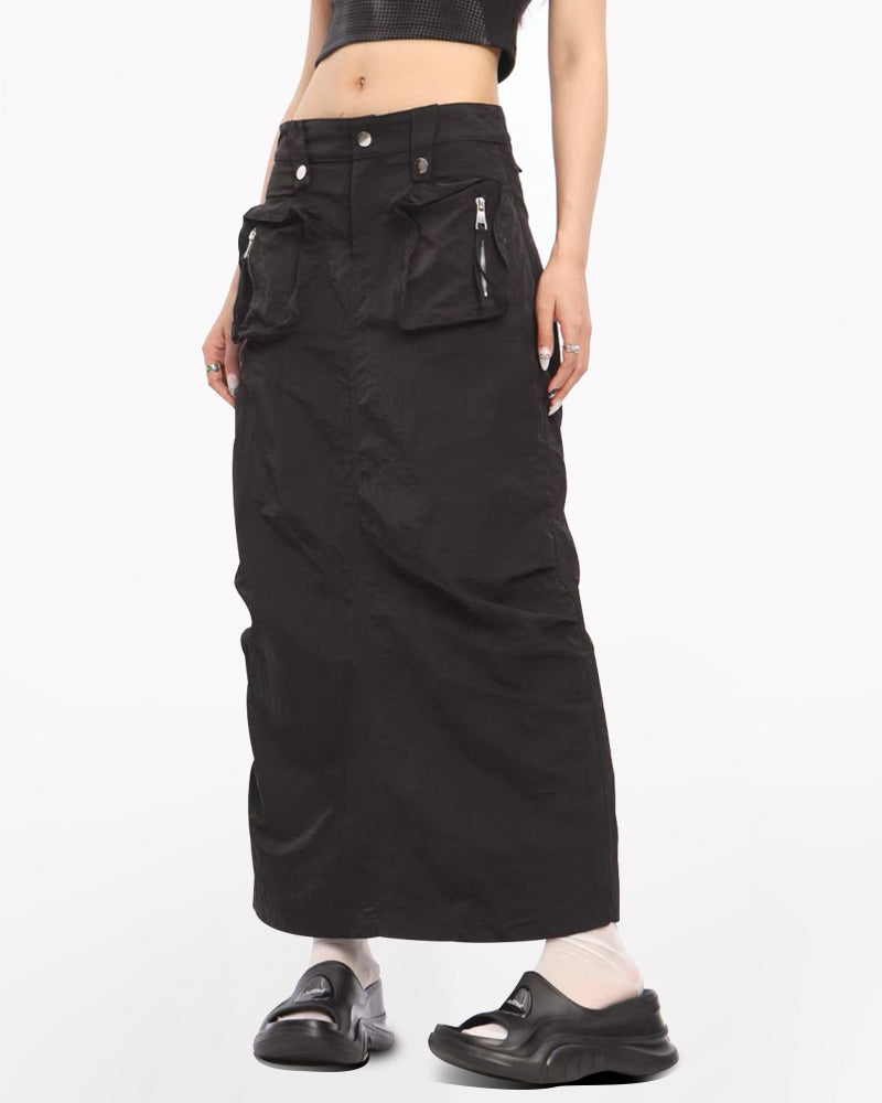 Vintage A-line Back Split Cargo Skirt
