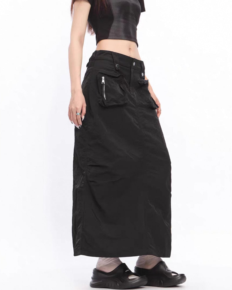 Vintage A-line Back Split Cargo Skirt