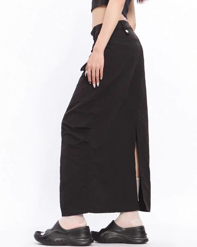Vintage A-line Back Split Cargo Skirt