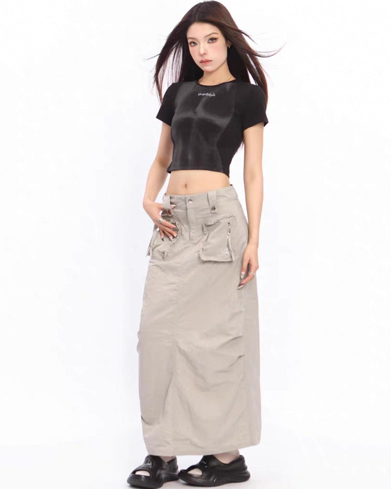 Vintage A-line Back Split Cargo Skirt