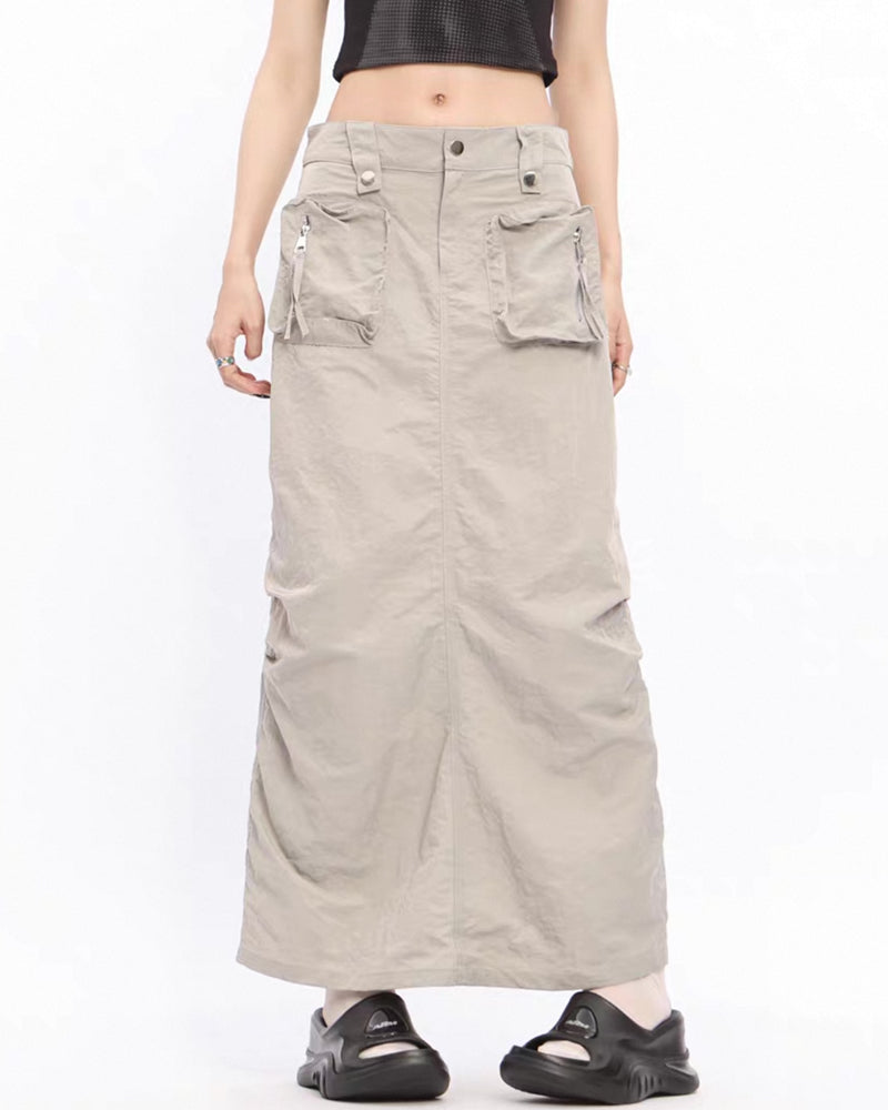 Vintage A-line Back Split Cargo Skirt