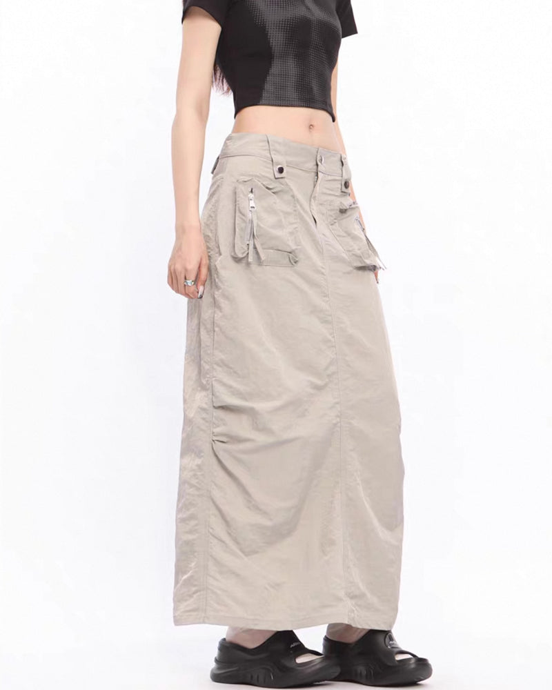 Vintage A-line Back Split Cargo Skirt