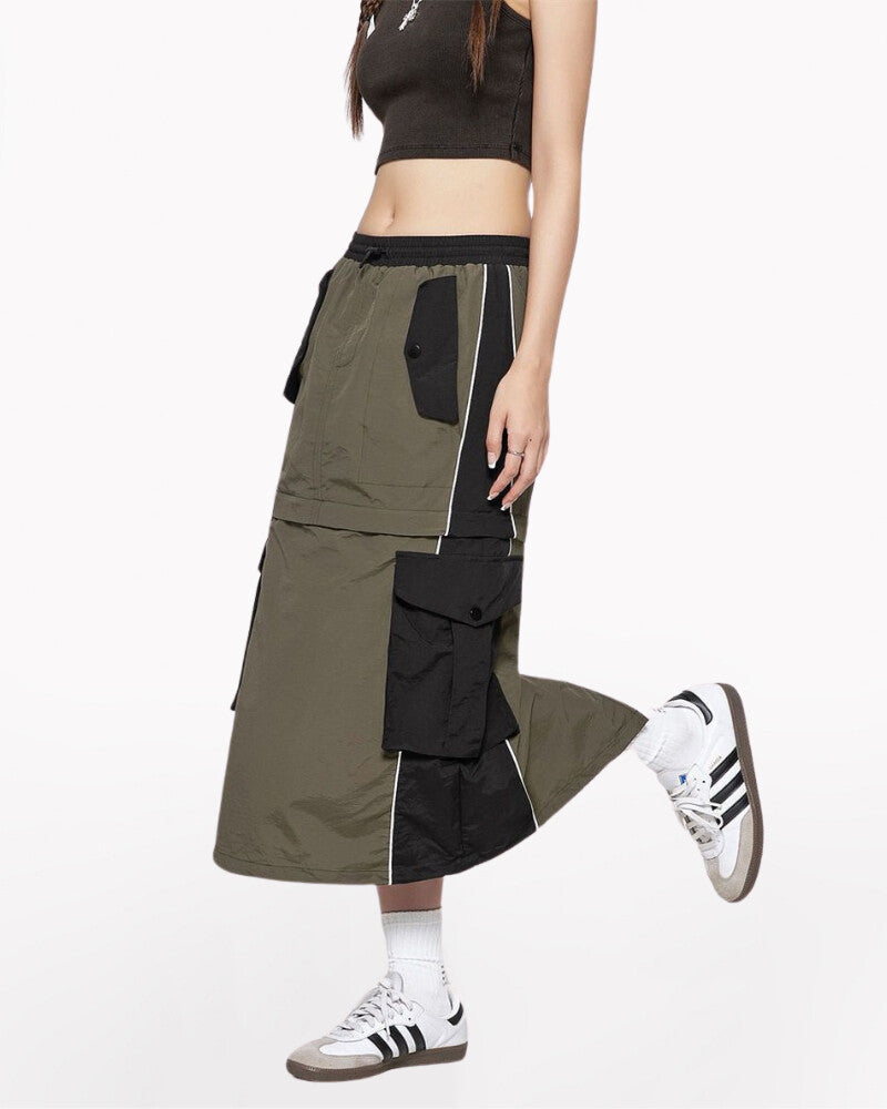 cargo skirt,black cargo skirt,cargo maxi skirt,cargo skirt long,long cargo skirt,cargo skirt outfit,,a line skirt,techwear outfits,techwear fashion,casual techwear,techwear girls,techwear skirt,techwear women