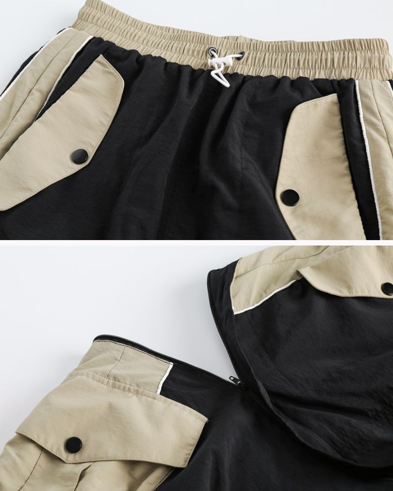 Vintage Patchwork Detachable Long Cargo Skirt