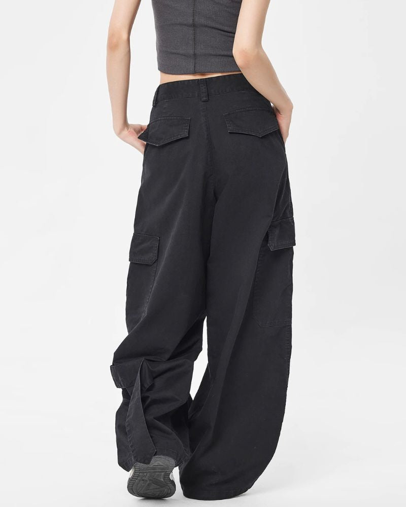 Vintage Wide-Leg Big Pockets Women Cargo Pants