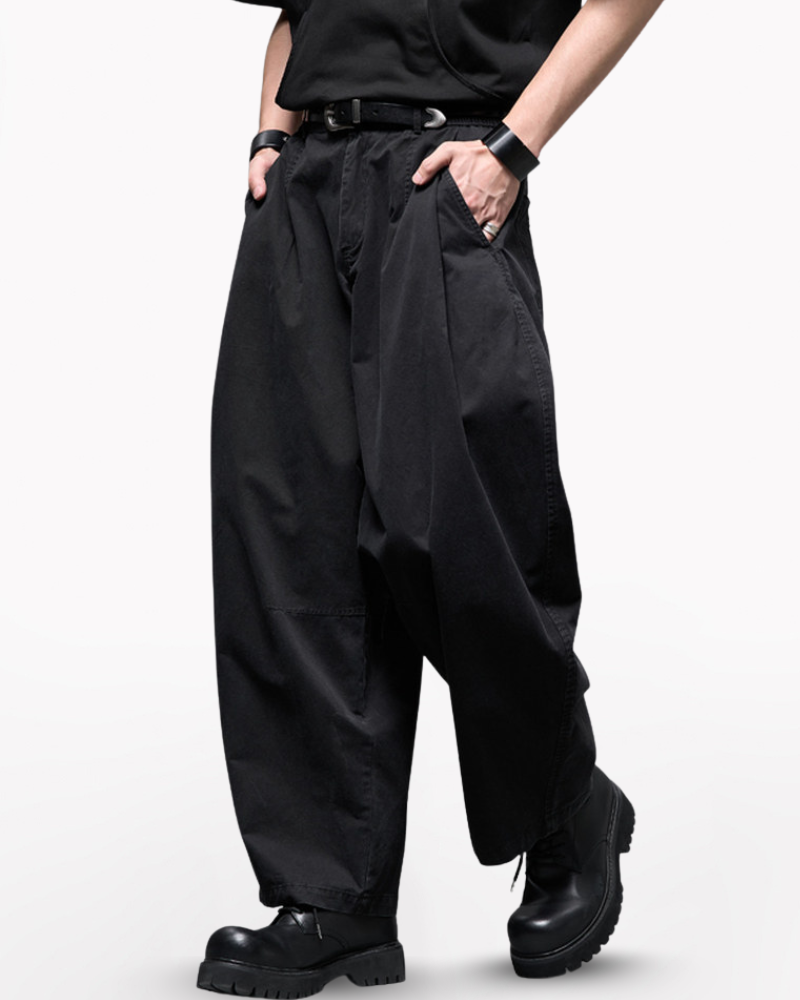 Washed Cotton Japanese Loose Men's Straight Pants – Techwear Official