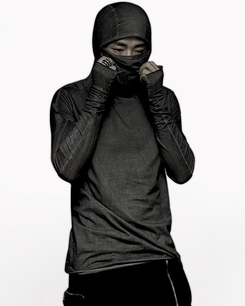 Washed Wasteland Slim Fit Hooded Long Sleeve T-Shirt