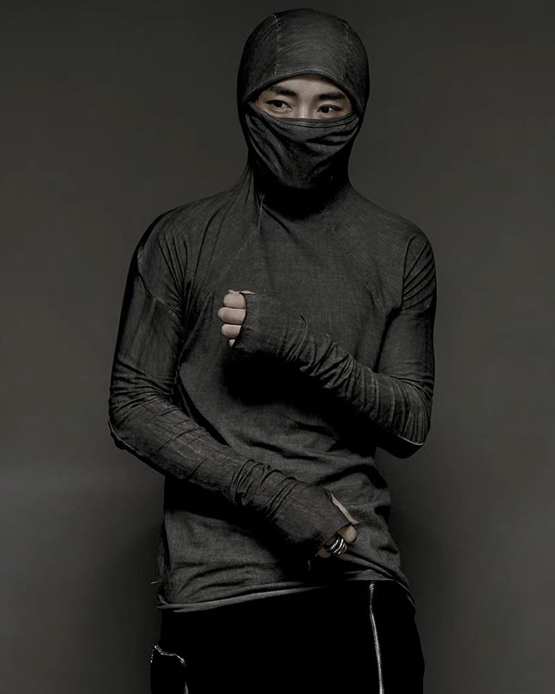 Washed Wasteland Slim Fit Hooded Long Sleeve T-Shirt